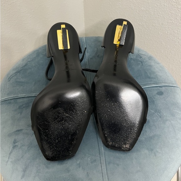 Saint Laurent Opyum Sandals in Patent Leather with Gold-tone Heel - Picture 6 of 6